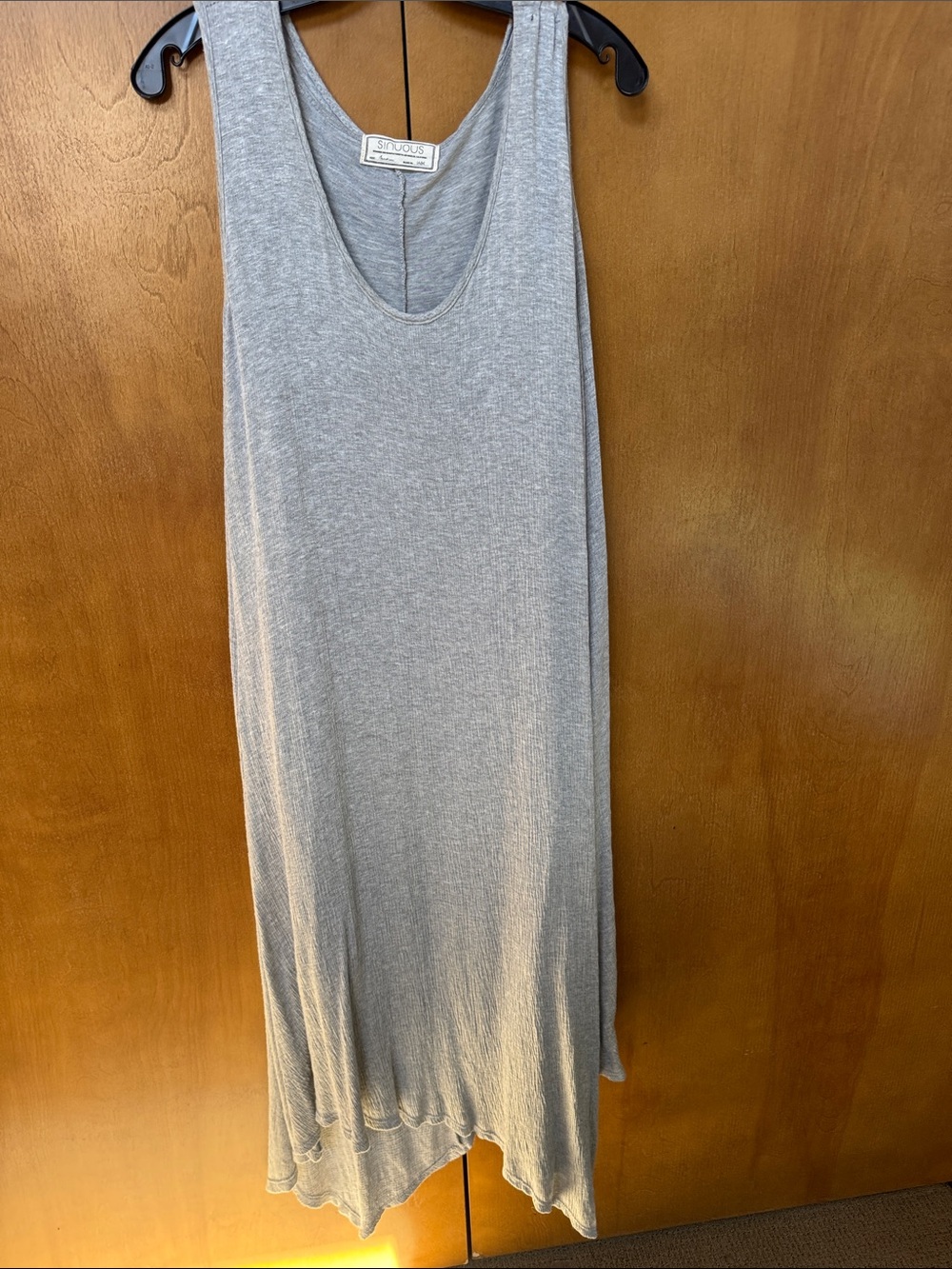 Full length soft summer dress in light gray